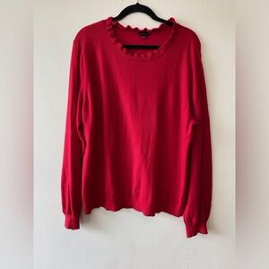 : Talbots Red Ruffle Trim Sweater – Size XL – Gently Loved ♥️♥️